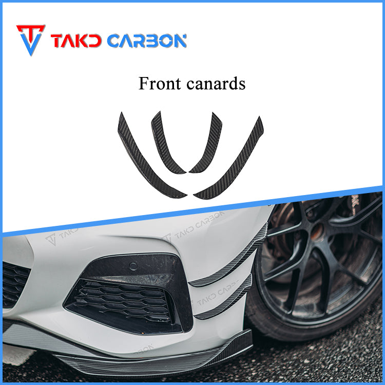 TAKD Carbon Fiber Front Bumper Canards for BMW 3 Series G20 330i M340i 2019-2022